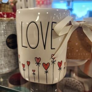 Rae Dunn White Mug with Red Heart Design